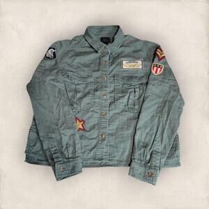 Forever 21 Contemporary Green Military Button-Down Shirt Jacket Size Medium